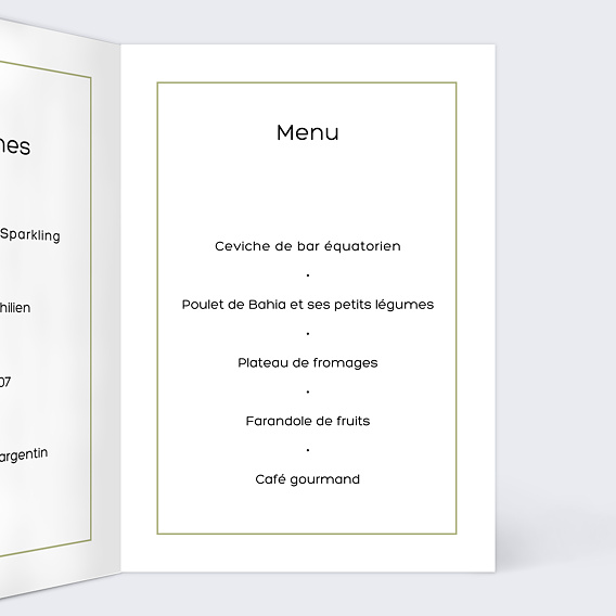 Menu mariage Graphique Intérieur Droit