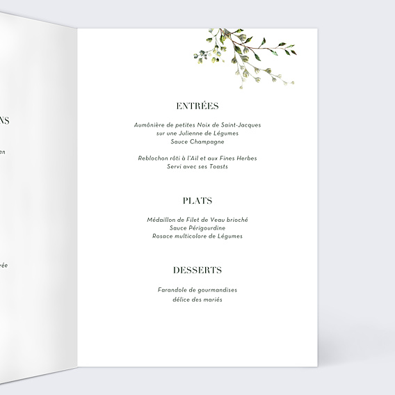 Menu Mariage Herbarium