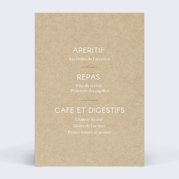Menu Mariage Ombrage Verso