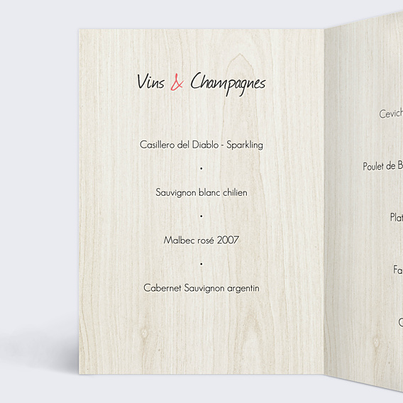 Menu Mariage Photomaton