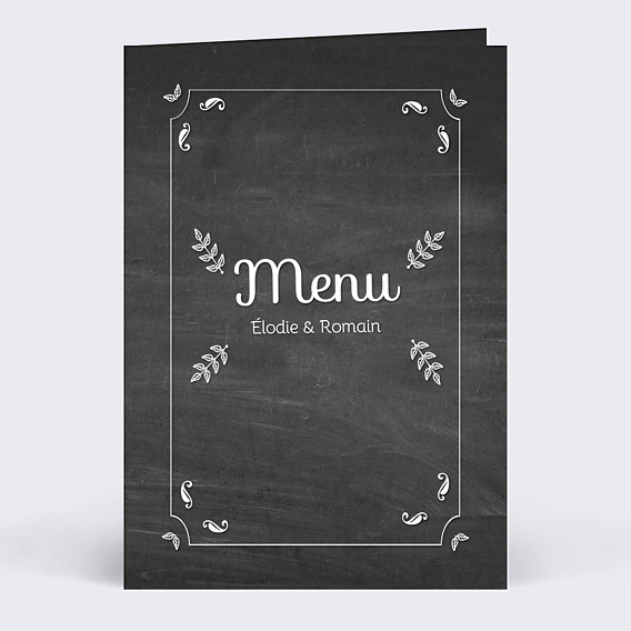 Menu mariage Feuilles Ardoise