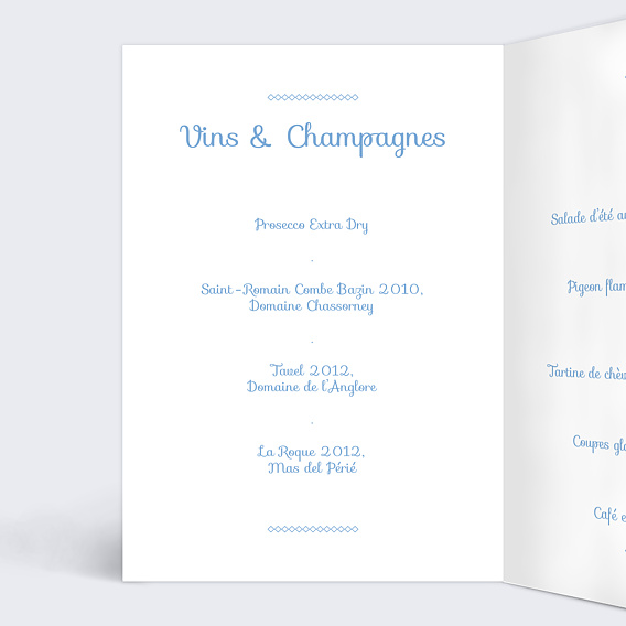 Menu mariage Instant Élégant Intérieur Gauche