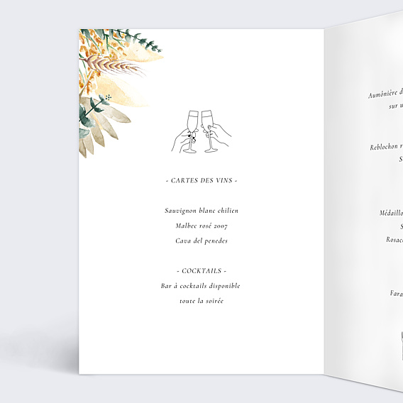 Menu Mariage Bohemia