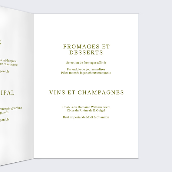 Menu Mariage Table de fête