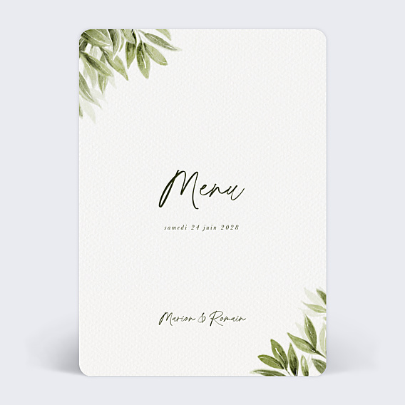 Menu mariage Lauriers Suspendus