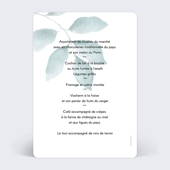 Menu Mariage Botanique
