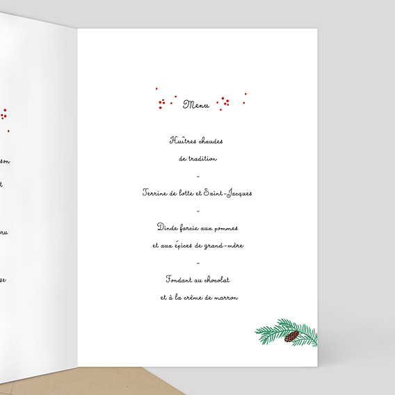 Menu de Noël Pomme de Pin Intérieur Droit