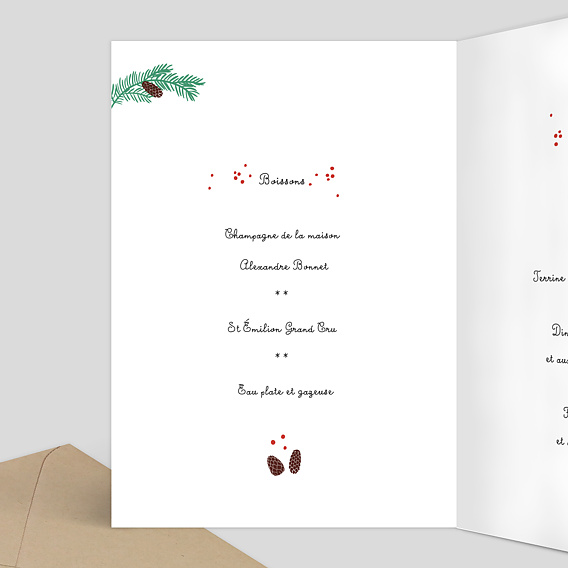 Menu de Noël Pomme de Pin Intérieur Gauche