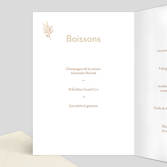 Menu de Noël Fleurs ocre Intérieur Gauche