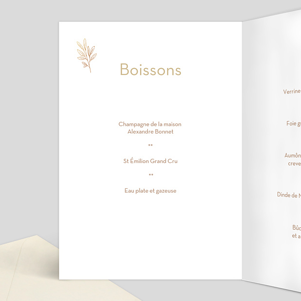 Menu Noël Fleurs Ocre Intérieur Gauche