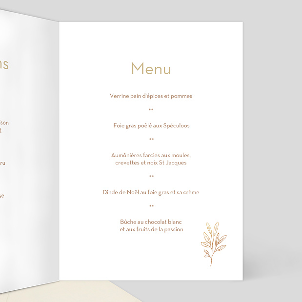 Menu Noël Fleurs Ocre Intérieur Droit