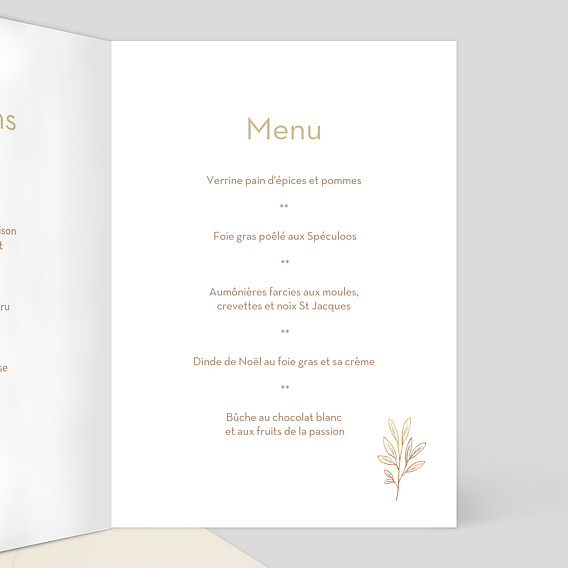 Menu de Noël Fleurs ocre Intérieur Droit