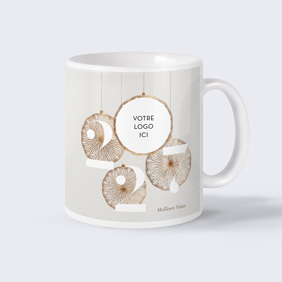 Mug entreprise Boules de noël logo