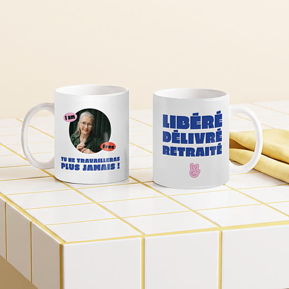 Mug entreprise Libéré, retraité