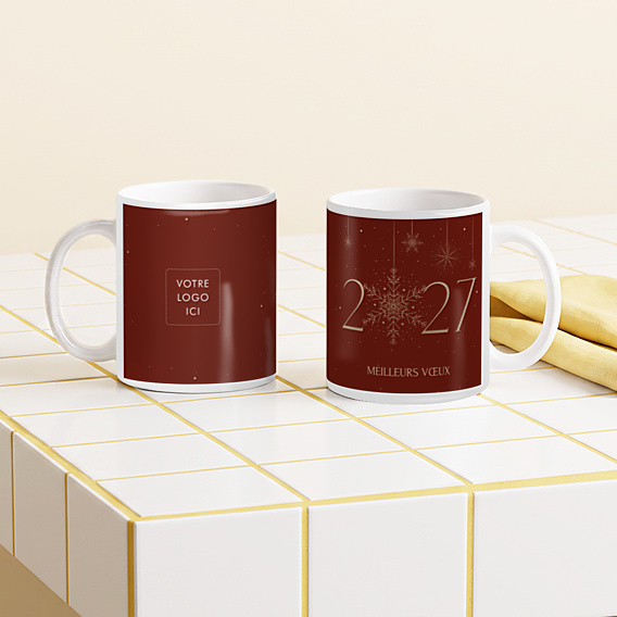 Mug entreprise Voeux enneigés rouge