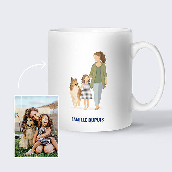Mug famille Portrait aligné minimaliste