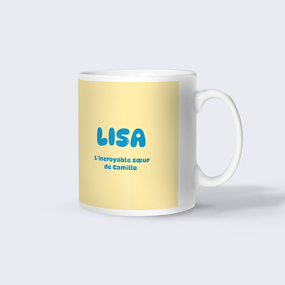 Mug famille Typo colorée Sœur