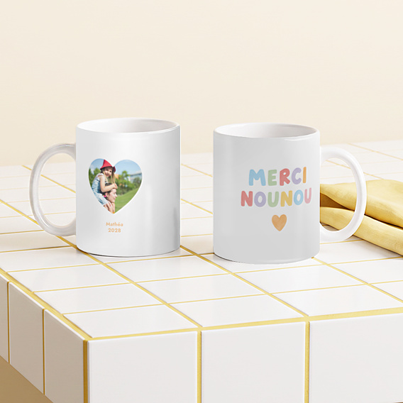Mug famille Merci nounou colorée