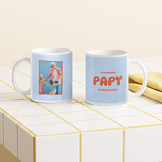 Mug famille Typo colorée Papy