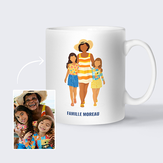 Mug famille Portrait aligné minimaliste