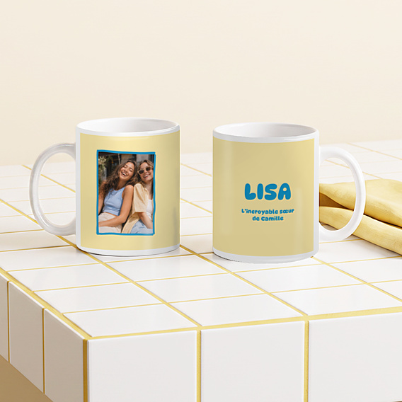 Mug famille Typo colorée Sœur