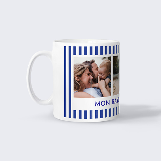 Mug famille Rayures bleu