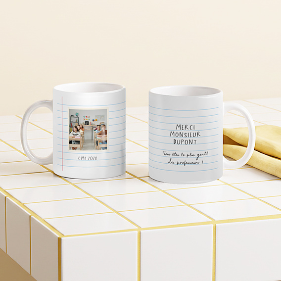 Mug famille Cahier d'école