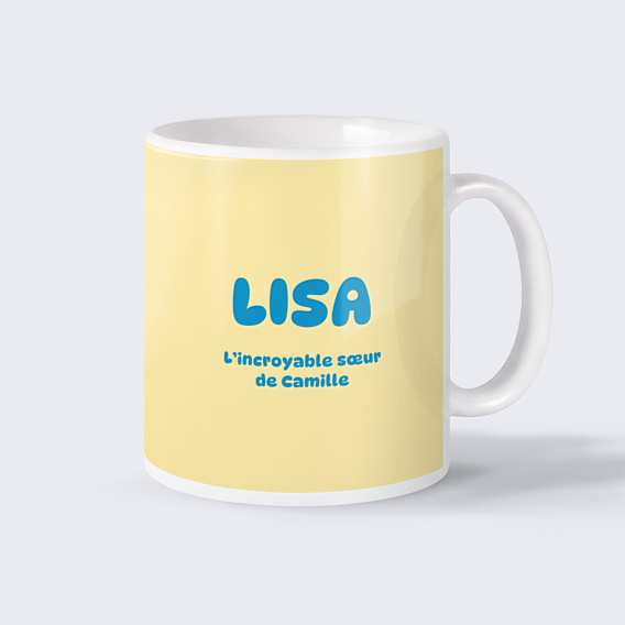 Mug famille Typo colorée Sœur