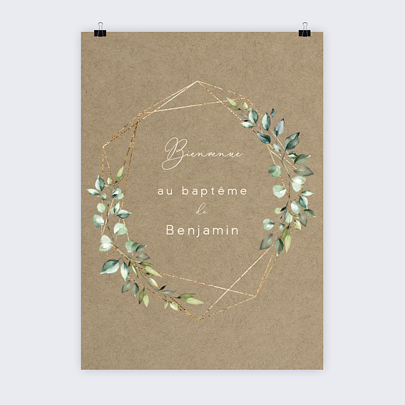 Panneau bienvenue baptême Nature Kraft