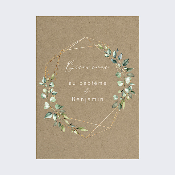 Panneau bienvenue baptême Nature Kraft