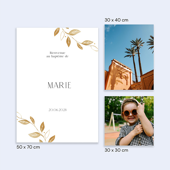 Panneau baptême Couronne chic