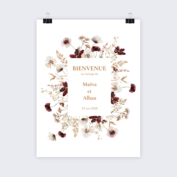 Panneau mariage Étiquette jardin sauvage