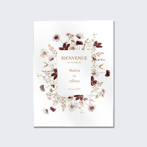 Panneau Mariage Étiquette jardin sauvage