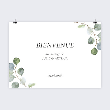 Panneau Bienvenue Mariage Couronne Eucalyptus