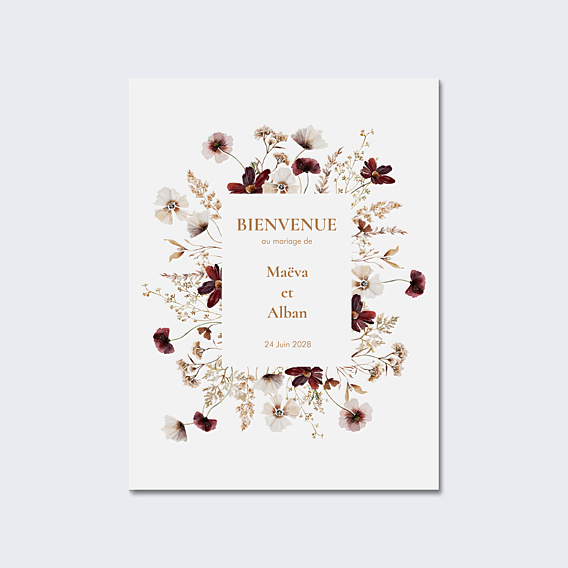 Panneau Mariage Étiquette jardin sauvage