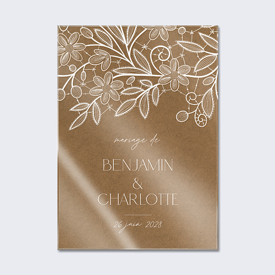 Panneau Mariage Dentelle kraft