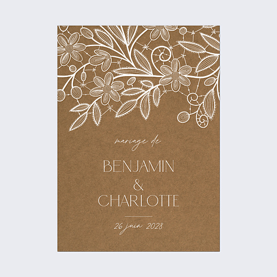 Panneau Mariage Dentelle kraft