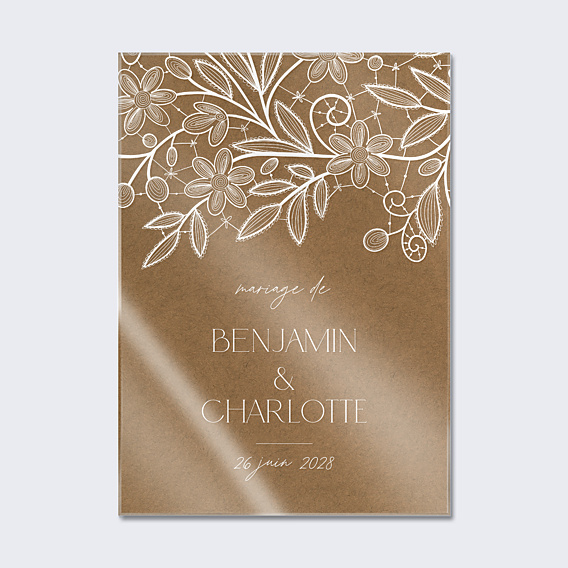 Panneau Mariage Dentelle kraft
