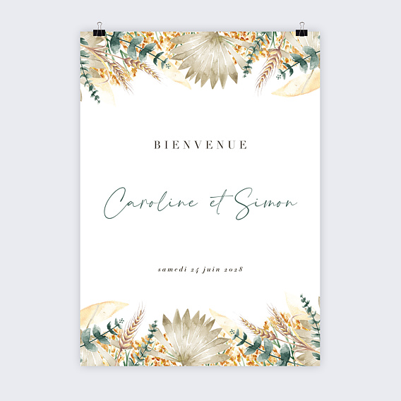 Panneau bienvenue mariage Bohemia Recto
