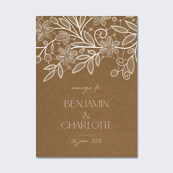 Panneau Mariage Dentelle kraft