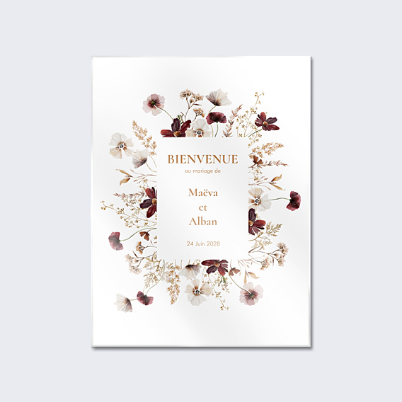 Panneau Mariage Étiquette jardin sauvage