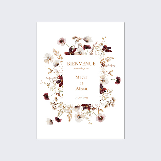 Panneau Mariage Étiquette jardin sauvage