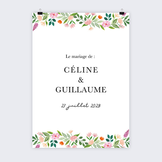 Panneau Mariage Couronne Champêtre Aquarelle