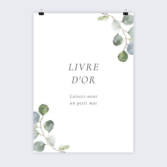 Panneau mariage Livre d'Or Couronne Eucalyptus
