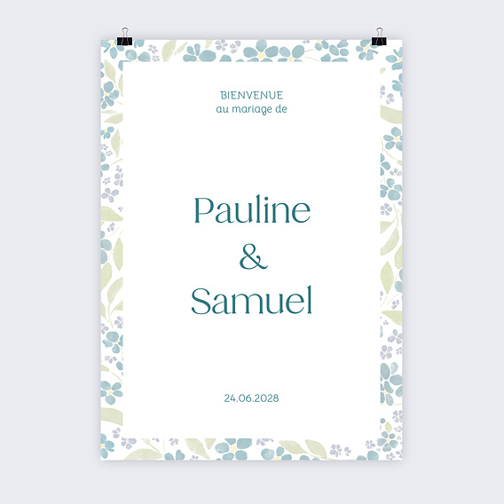 Panneau mariage Petites fleurs bleues