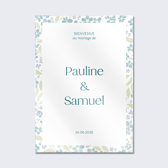 Panneau Mariage Petites fleurs bleues