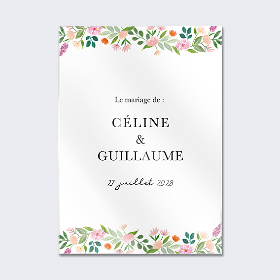 Panneau Mariage Couronne champêtre aquarelle