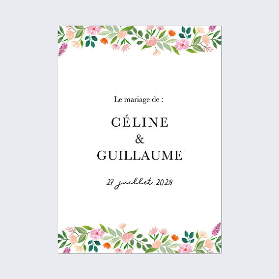 Panneau Mariage Couronne champêtre aquarelle