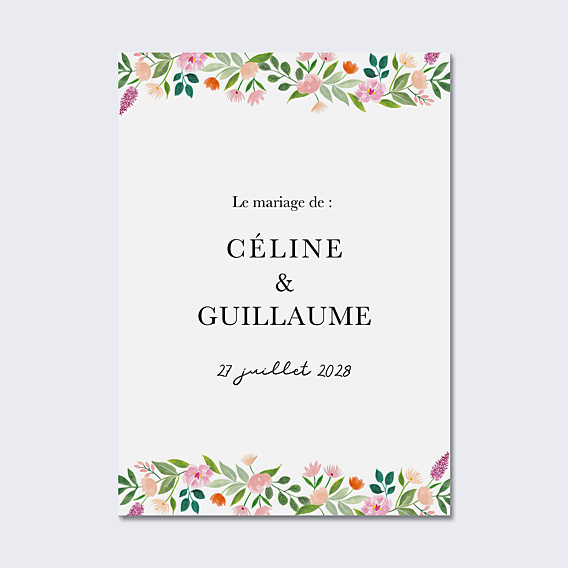Panneau Mariage Couronne champêtre aquarelle