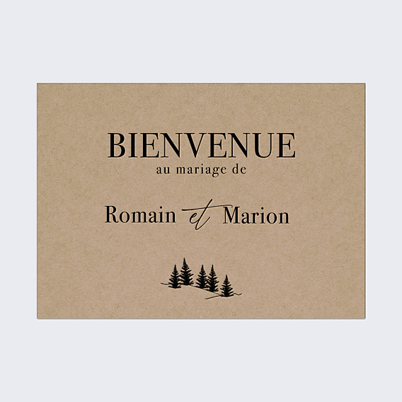 Panneau bienvenue mariage Idylle à la montagne